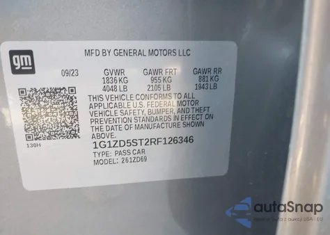 2024 Chevrolet Malibu Fwd 1Lt from USA, damaged, VIN 1G1ZD5ST2RF126346